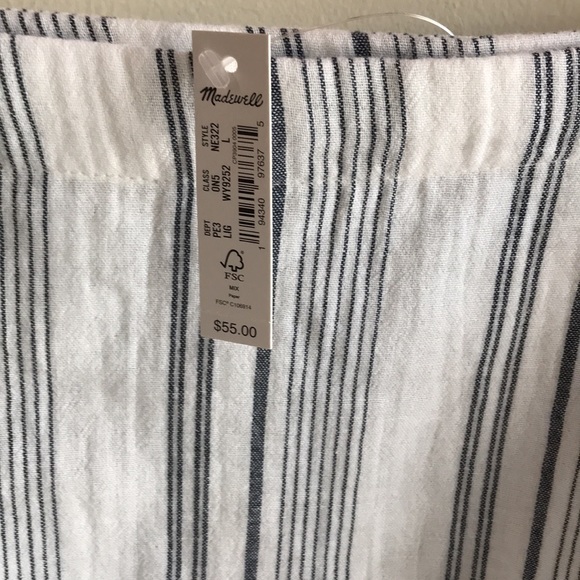 NWT Madewell sz Large Cover up Wrap skirt white blue stripes 100% cotton Summer - Picture 5 of 14